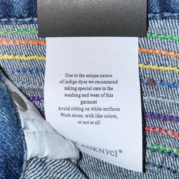 Blank NYC Capri Jeans Raw Hem Rainbow‎ Thread Waist  NEW WITH TAGS Size 25 - Picture 6 of 8